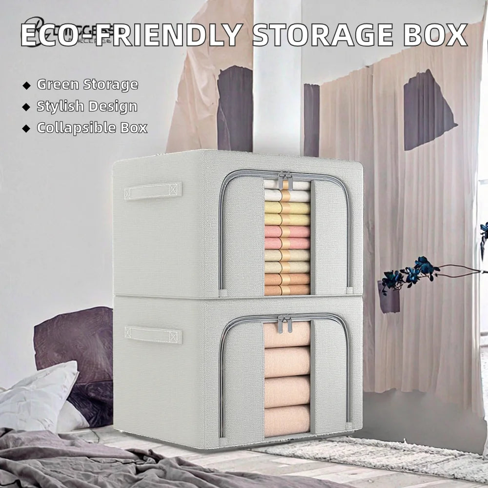 Foldable Metal Frame Rectangle Clothes Storage Bins