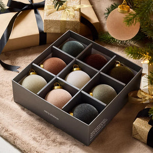 9-Piece Flocked Christmas Ball Ornament Set
