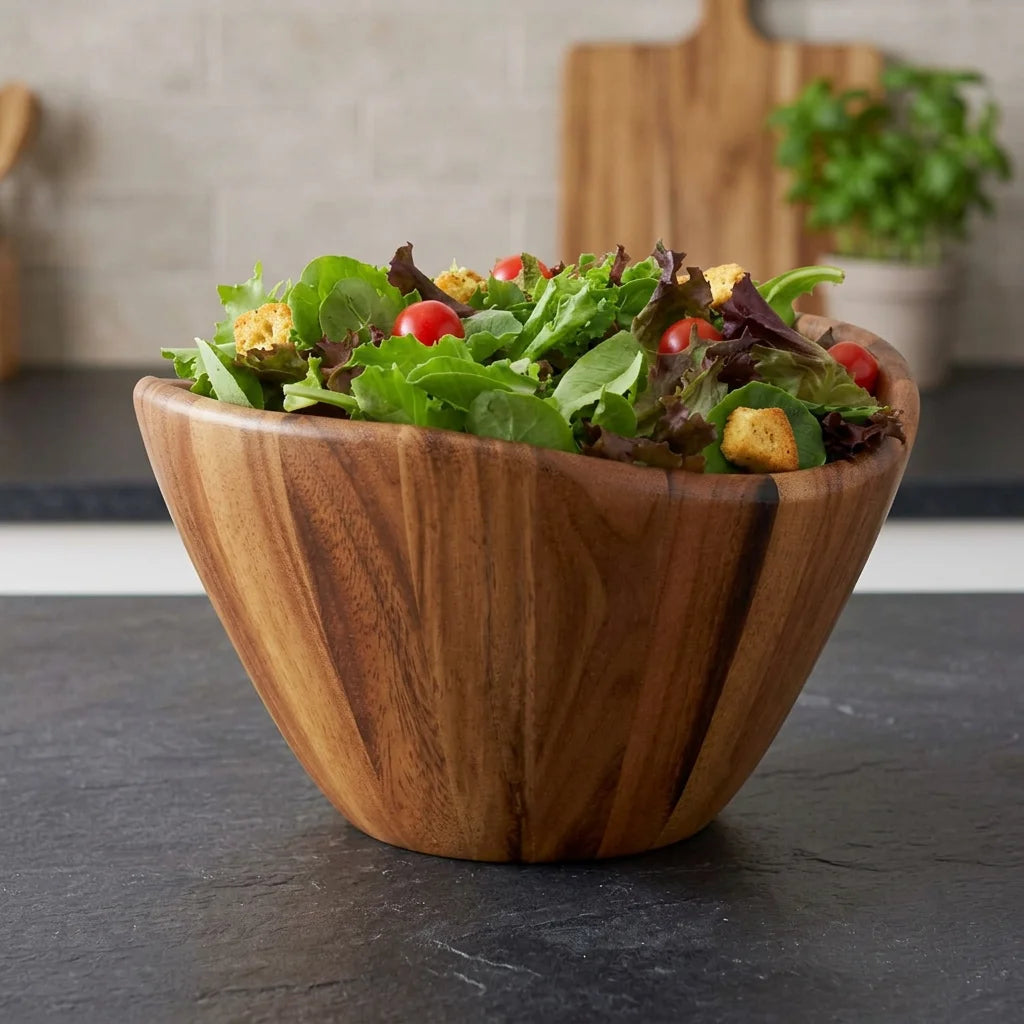 Handmade Acacia Wood Salad Serving Bowl