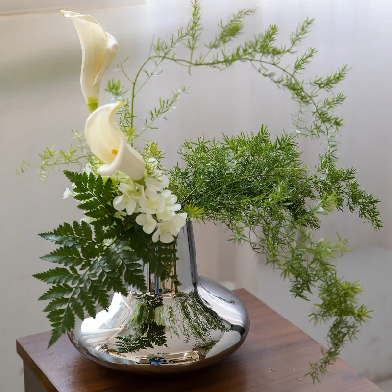 Ceramic Vase with Silver Electroplating