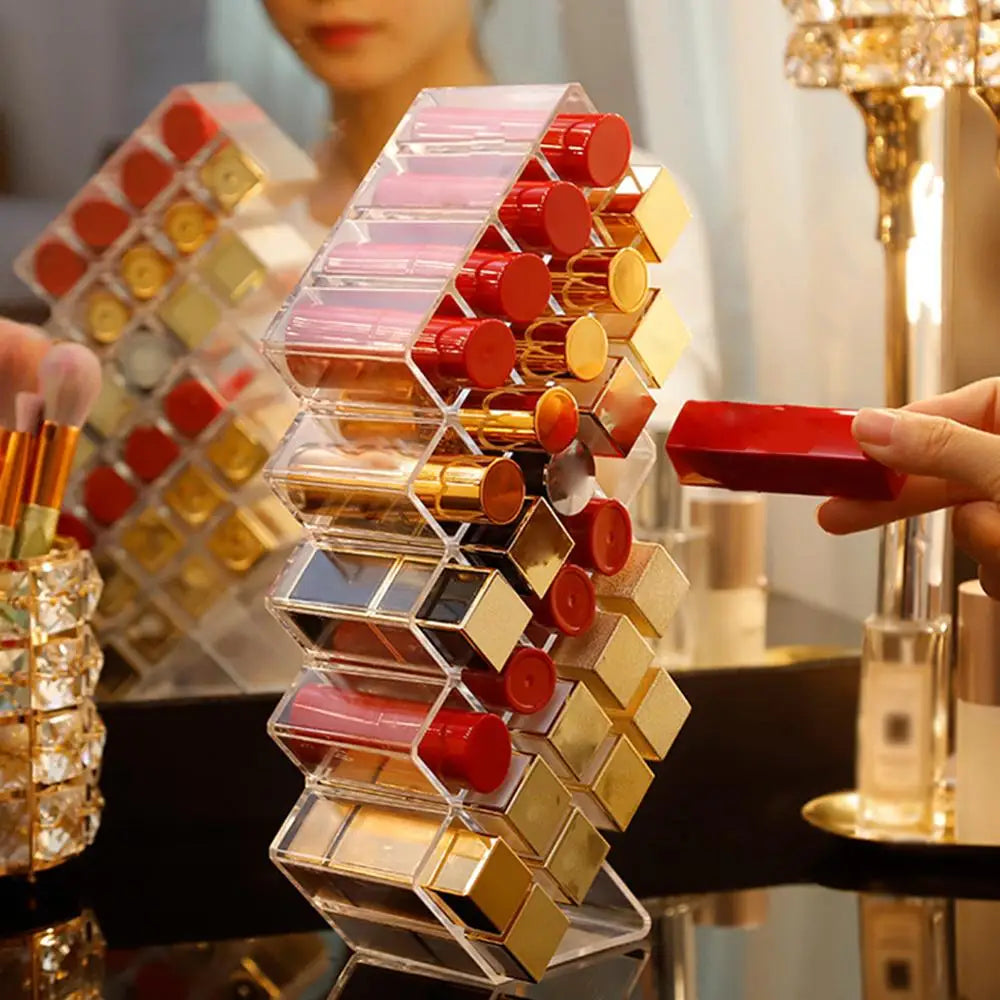 Clear 28-Compartment Acrylic Lipstick Organizer