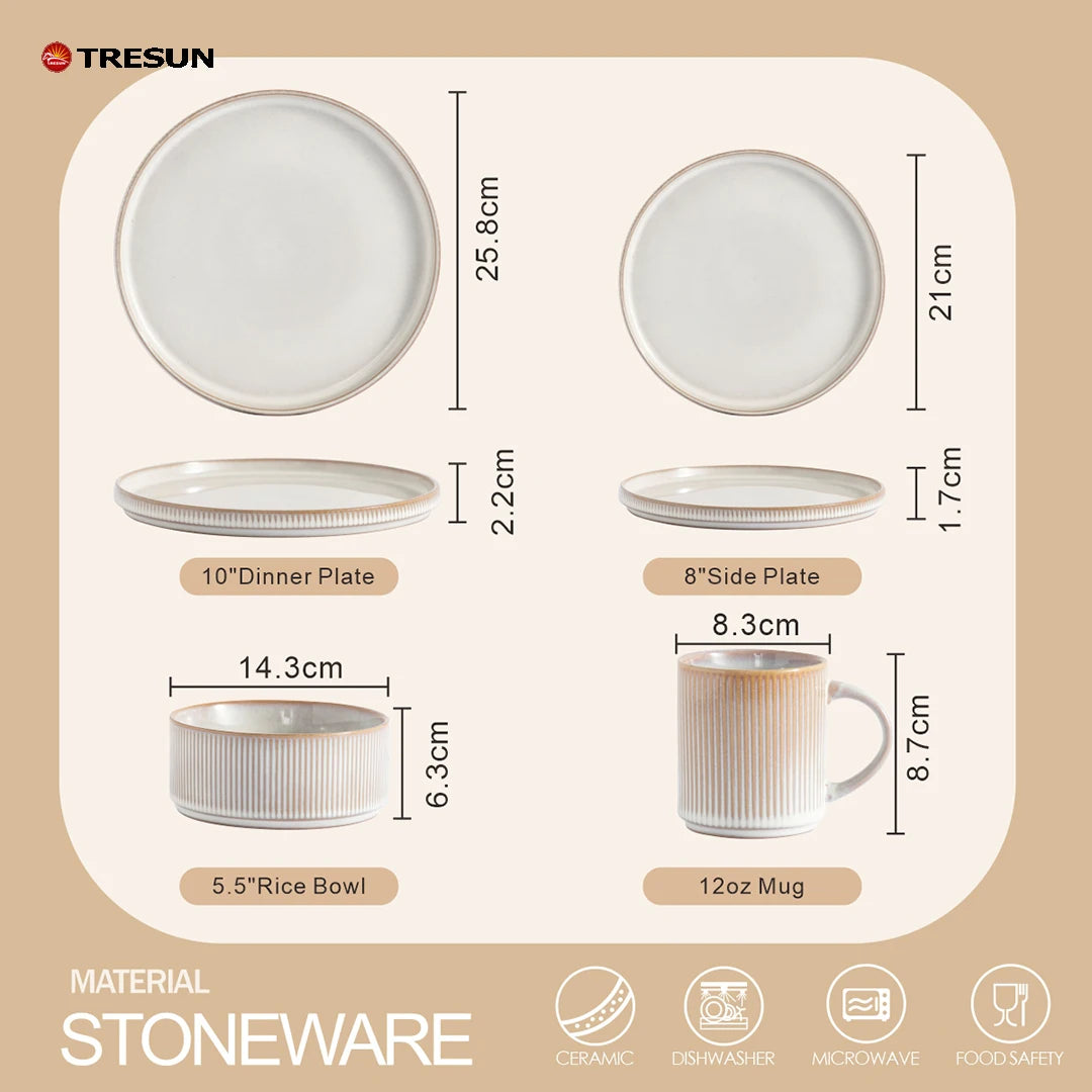 16-Piece Reactive Glaze Stoneware Dinnerware Set