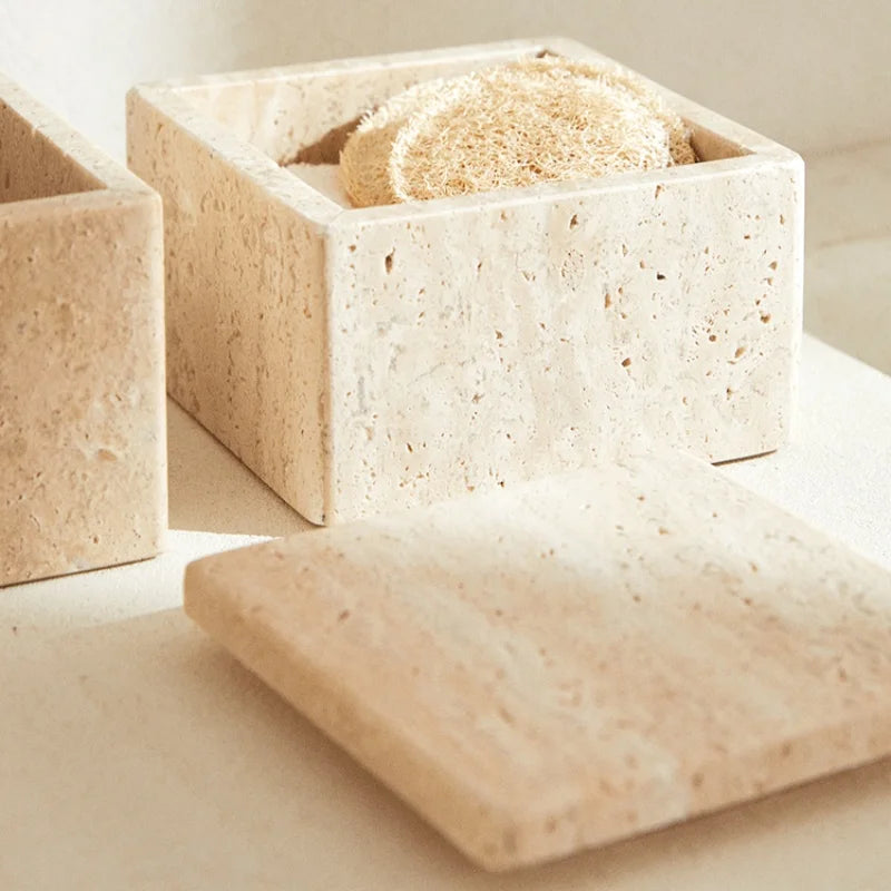 STONEKOCC Natural Travertine Storage Box with Lid Ready Stock in US Warehouse Fast Shipping
