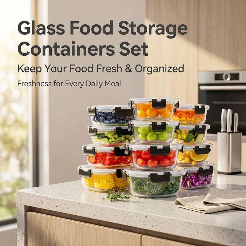 Clear Glass Food Storage Container with Lid