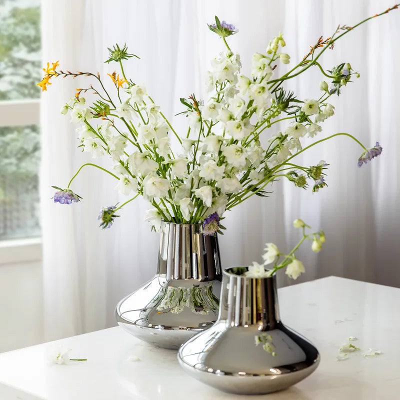 Ceramic Vase with Silver Electroplating