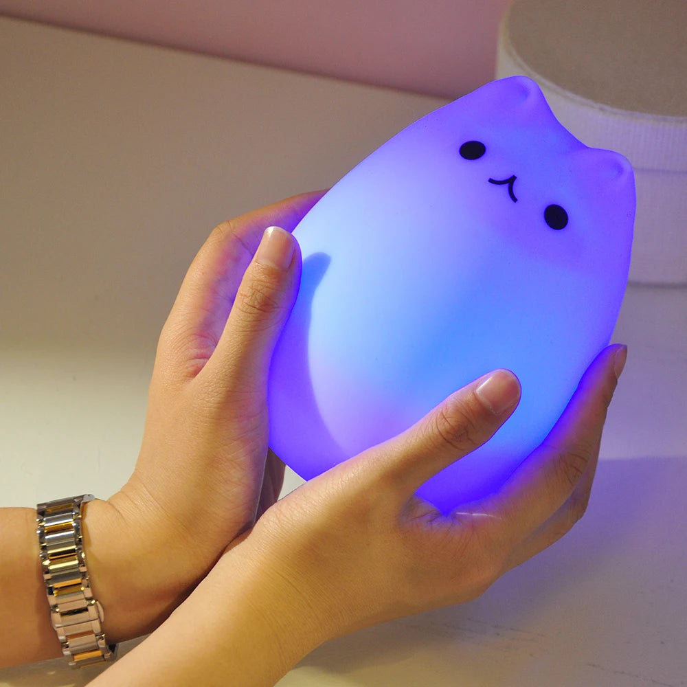 Cute Cat LED Lamp Modern White USB Rechargeable