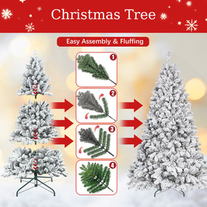 7-Foot Pre-Lit Snowy Artificial Christmas Tree