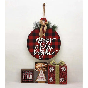 Merry and Bright Wooden Christmas Wall Sign