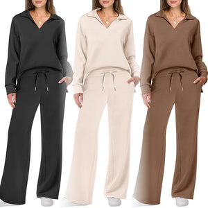 Women's Casual Long-Sleeve Two-Piece Pants Set