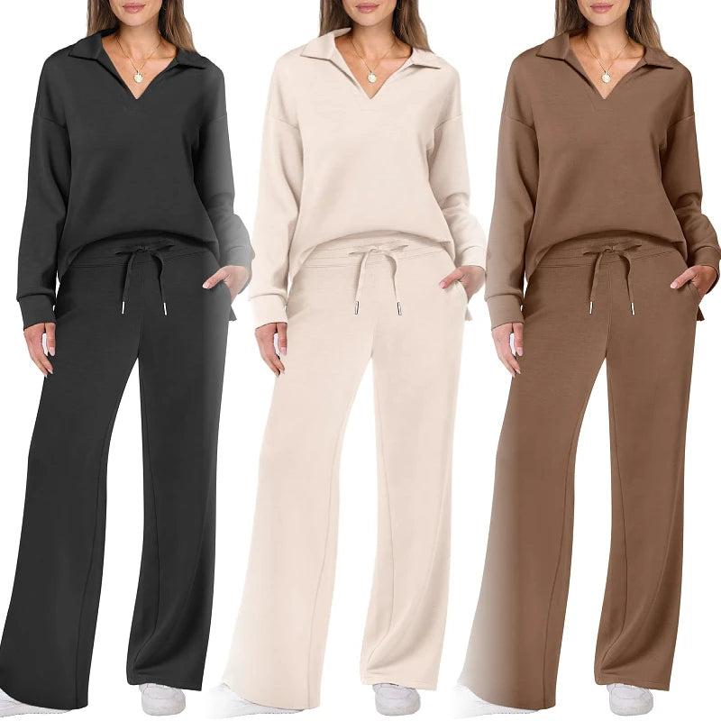Women's Casual Long-Sleeve Two-Piece Pants Set