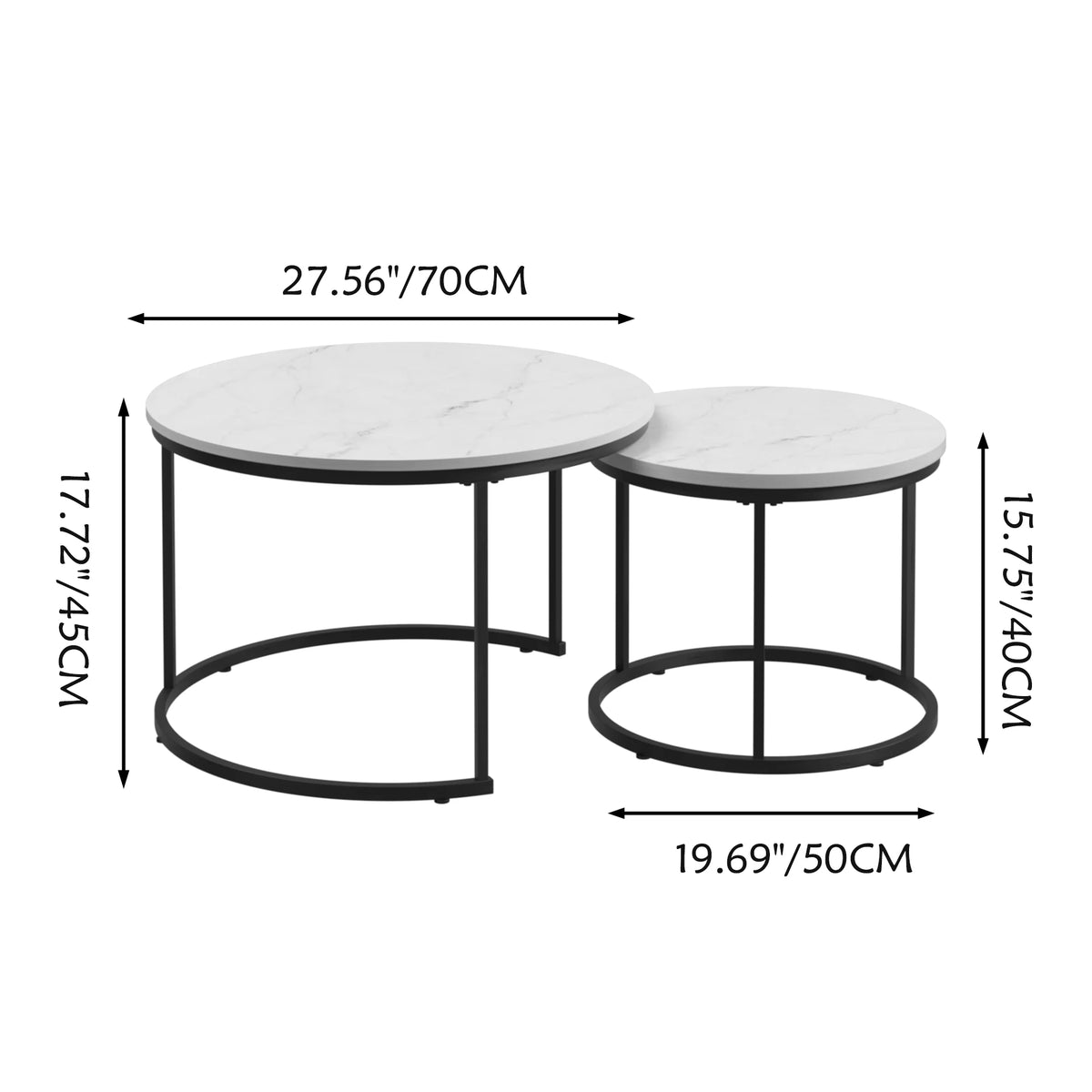 Modern Coffee Table Set Marble Pattern