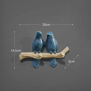 Decorative Bird Wall Hooks – White 4 birds