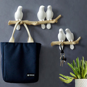Decorative Bird Wall Hooks – White 1bird
