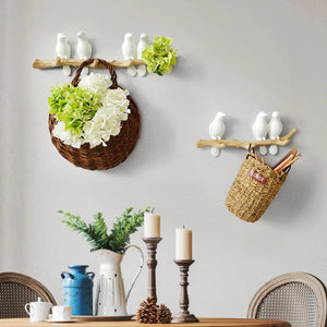 Decorative Bird Wall Hooks – White 2 birds