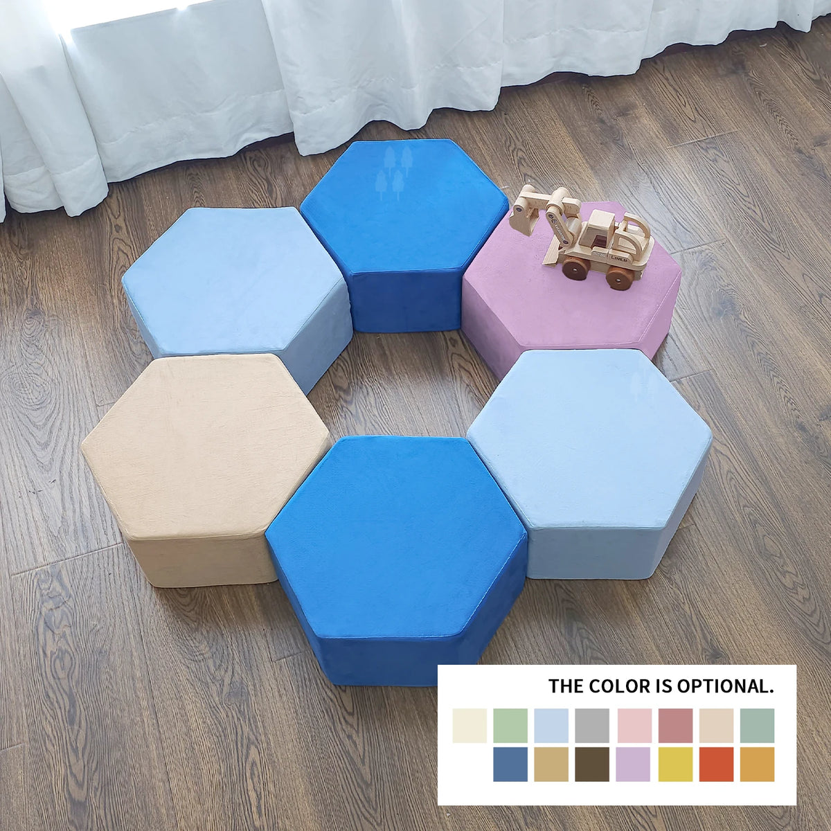 Upholstered Interlocking Foldable Stool Durable Ottoman Children Jigsaw Sofa Kids Play Puzzles Couch Foot Stool for School