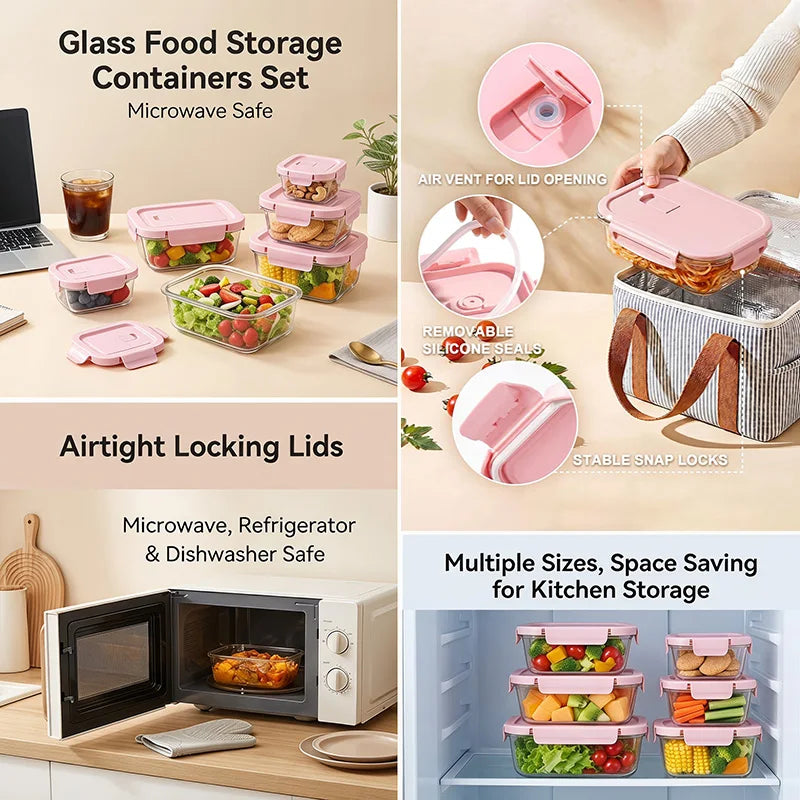 8-Piece Glass Food Storage Container Set