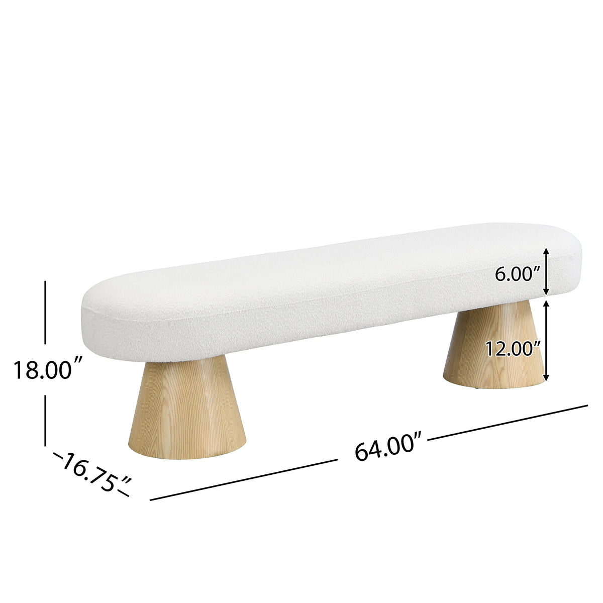 Modern Adjustable Dining Bench Boucle Ottoman for Dining/Living Rooms Bedroom Entryway Use Eco-Friendly Home Furniture