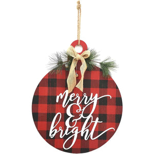 Merry and Bright Wooden Christmas Wall Sign