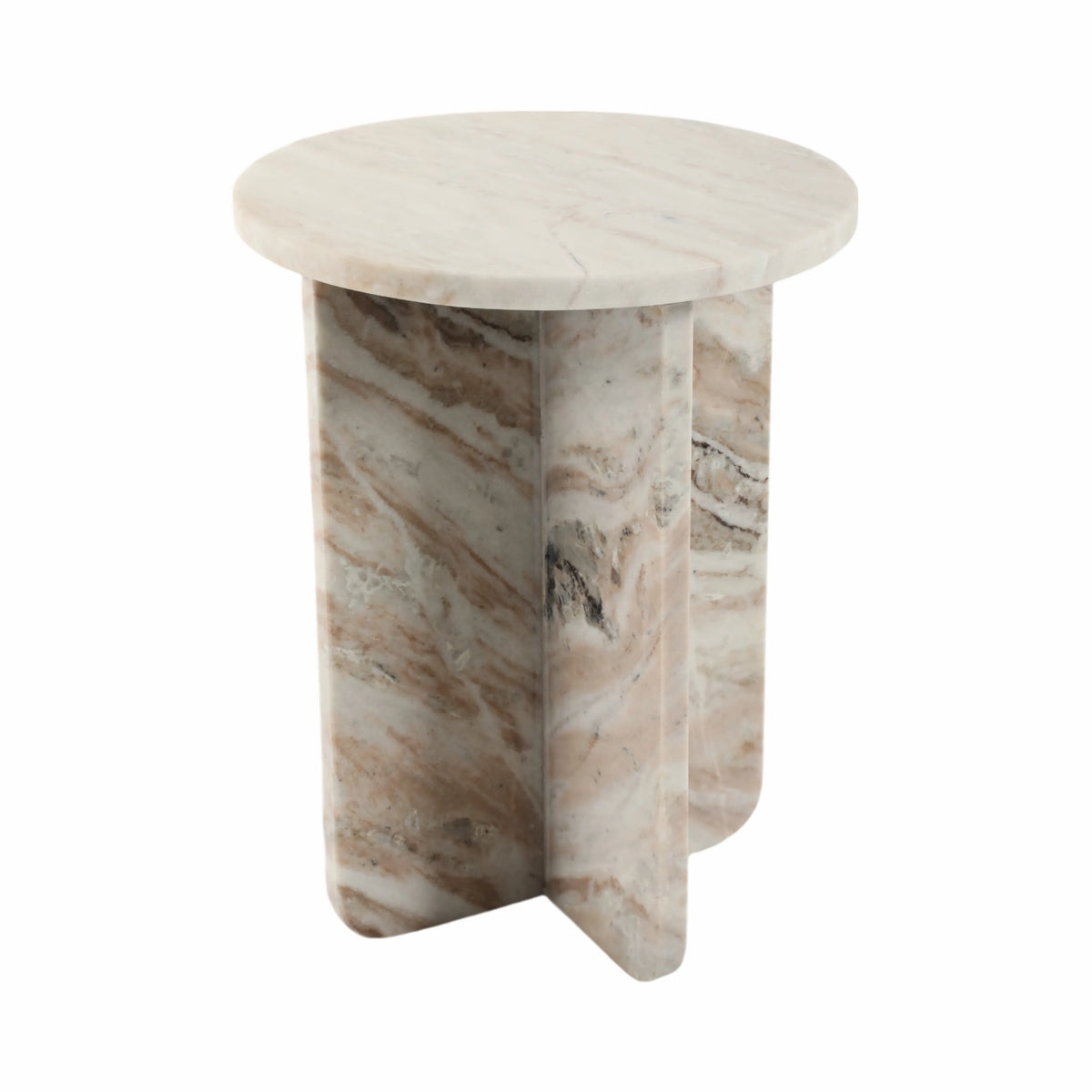 Marble Side Table With Intersecting Slab Base