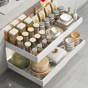 Expandable Pull-Out Cabinet Organizer – White * W32~52 D42 H7.5 CM * 1-Pack