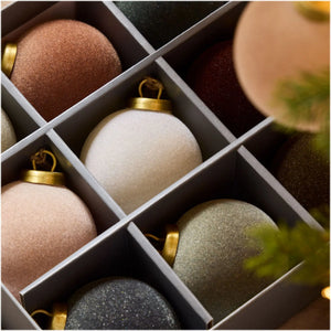 9-Piece Flocked Christmas Ball Ornament Set