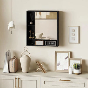 Mirrored Bathroom Wall Cabinet with Open Shelves – alternate view