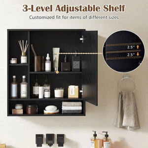 Mirrored Bathroom Wall Cabinet with Open Shelves – alternate view