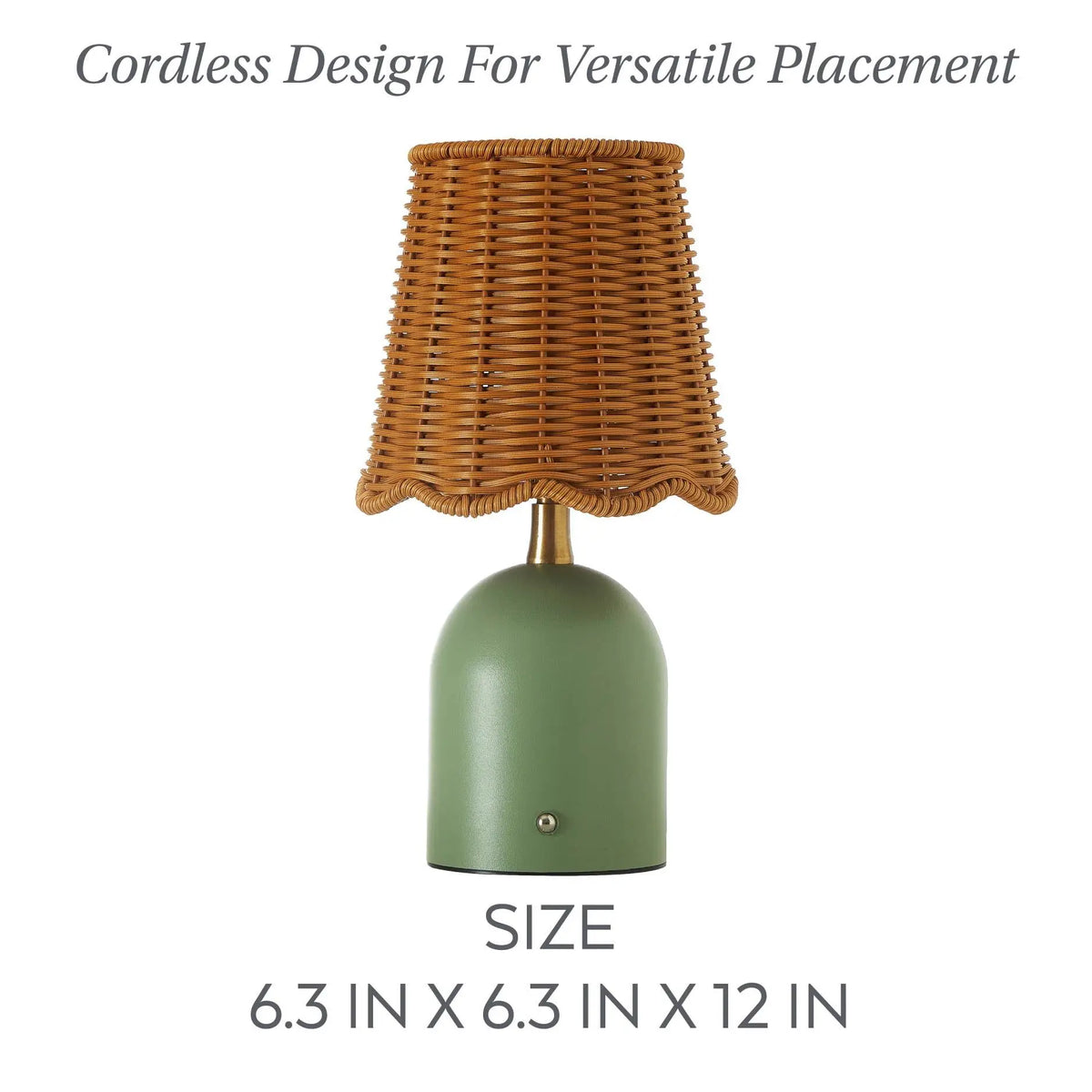 12 Inch Green Rattan Rechargeable LED Touch Lamp 1 Pack for Home Decor
