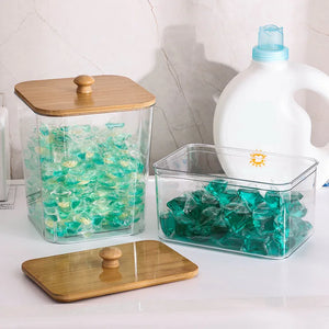Bamboo-Lid Laundry Detergent Storage Container – alternate view