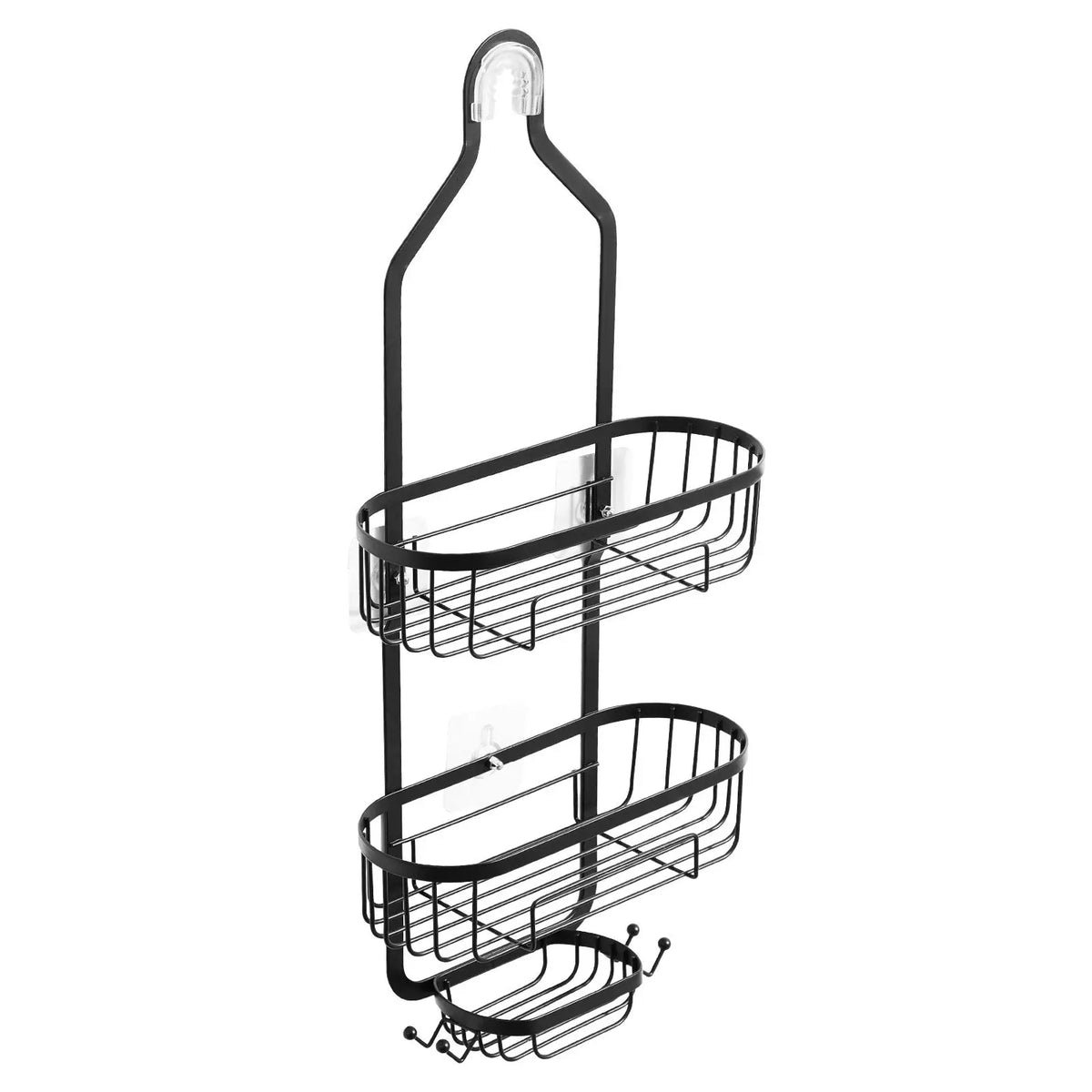 3-Tier Hanging Shower Caddy with Soap Holder Hooks Bathroom Storage Rack Set for Towels and Sponges