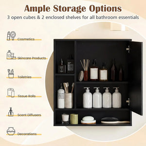 Mirrored Bathroom Wall Cabinet with Open Shelves – alternate view