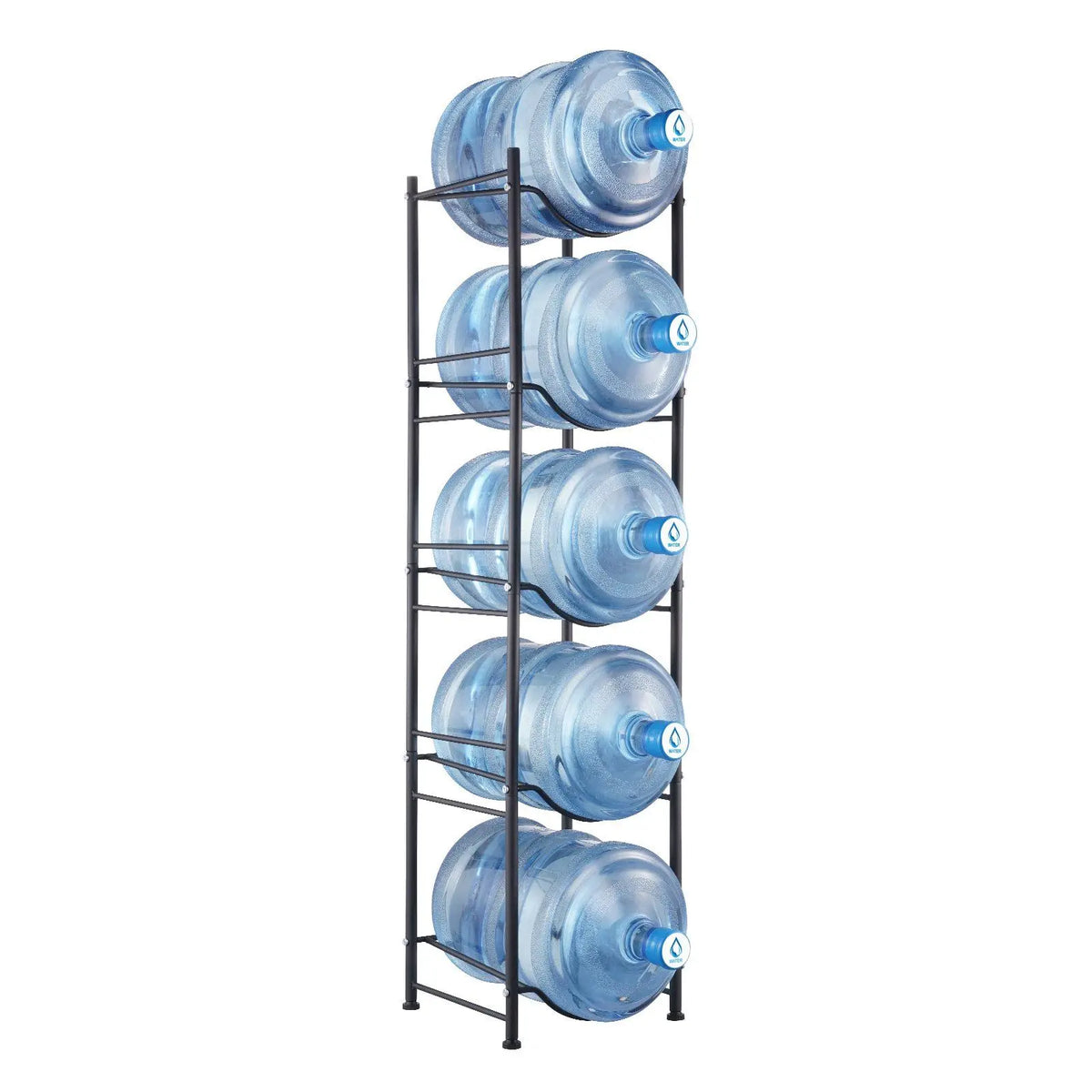 Modern Metal Single Row 5-Tier Hand Tools Water Bottle Rack Black Storage Holder for 5 Bottles