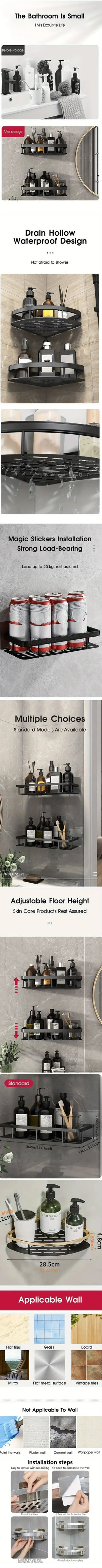 No-Drill Corner Shower Storage Shelf – alternate view