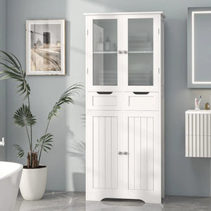 67-Inch Freestanding Bathroom Storage Cabinet – White