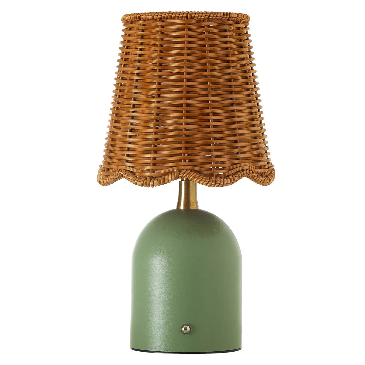 12 Inch Green Rattan Rechargeable LED Touch Lamp 1 Pack for Home Decor