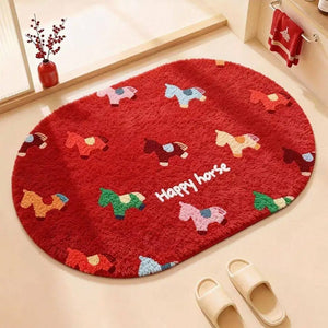 Absorbent Non-Slip Bathroom Floor Mat – blue square