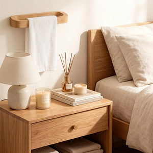 Wall-Mounted Wooden Towel Rack with Shelf – alternate view