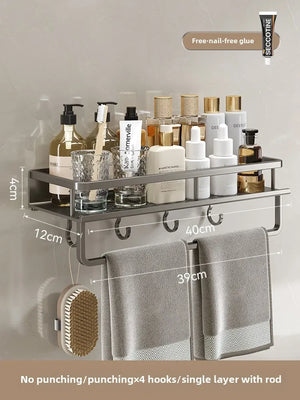 No-Drill Wall-Mounted Bathroom Shelf – alternate view