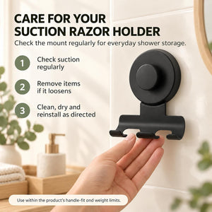 Matte Black Suction Razor Holder – No-Drill Shower Hook