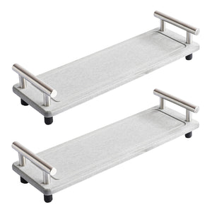 2-Piece Quick-Dry Sink Tray Set – Light Grey & Silver Handle
