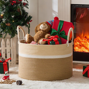 Extra-Large Cotton Rope Blanket Basket with Handles