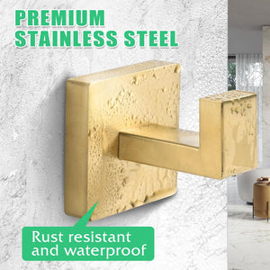 Brushed Gold Stainless Steel Towel & Robe Hooks – 2-Pack