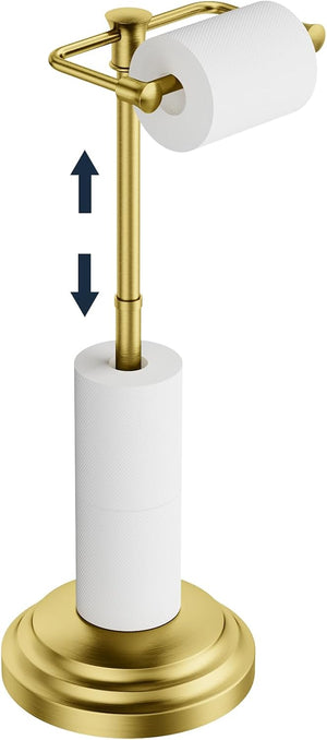 Adjustable Freestanding Toilet Paper Holder – Brushed Gold