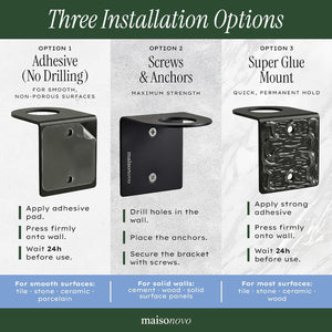 Black Wall-Mounted Shower Dispenser Set – 3 Refillable Bottles