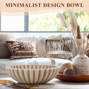 Beige Ruffle Decorative Bowl – 10″ Artificial Stone