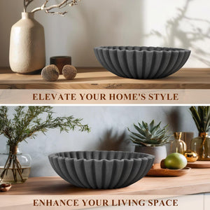 Black Ruffle Decorative Bowl – Artificial Stone