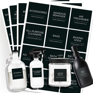 Minimalist Laundry & Home Organization Labels – Black, 144-Pack
