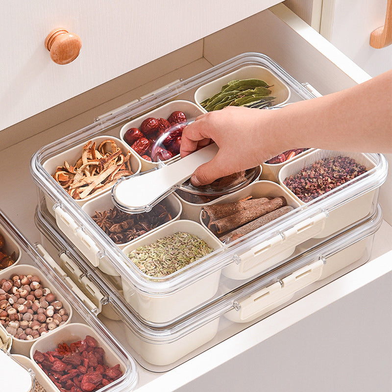 9-Piece Divided Refrigerator Organizer Tray – Beige