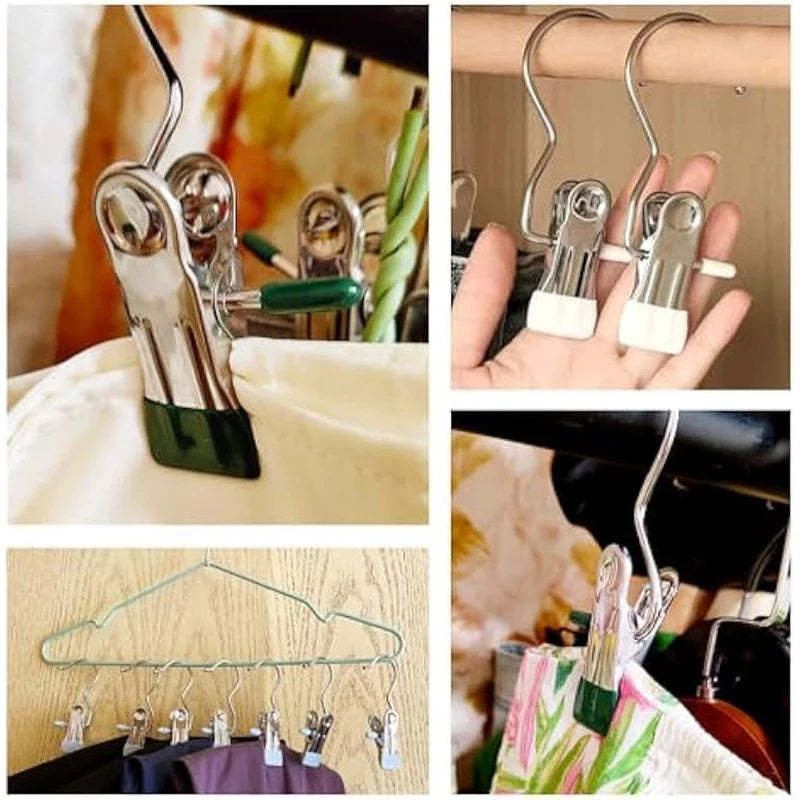 10pcs Stainless Steel Clothespins Laundry Clothes Pegs With Hook – alternate view