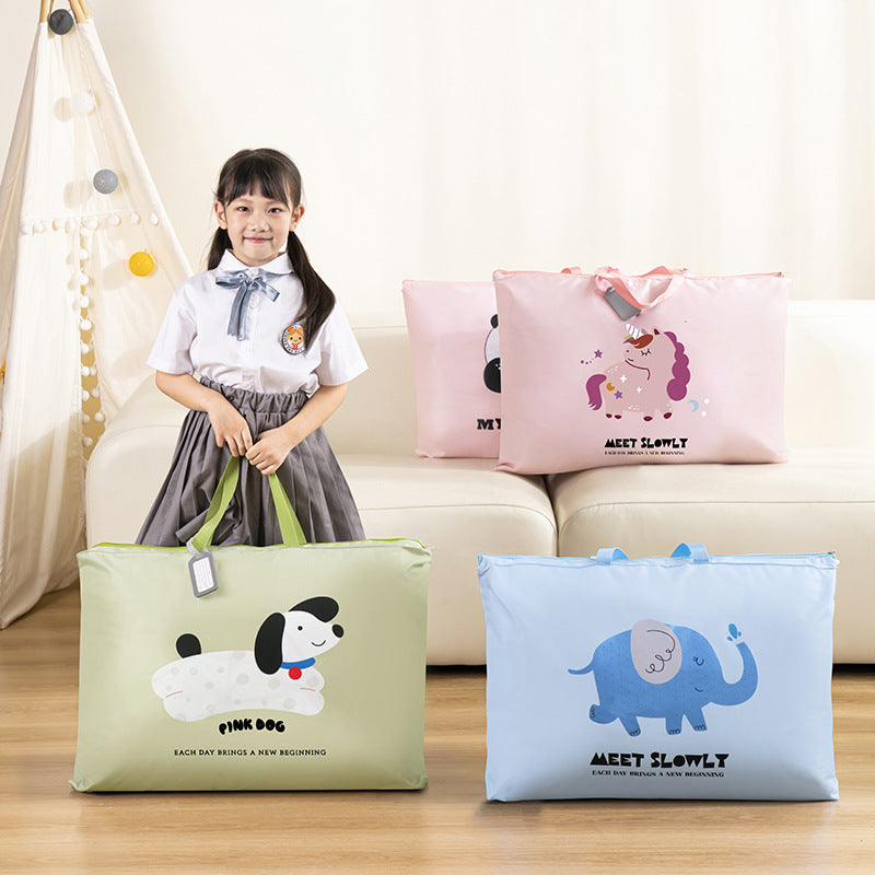 Cartoon cute portable large capacity moisture-proof quilt storage – Green